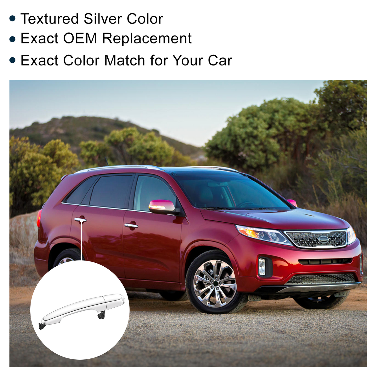 SPEEDWOW Exterior Rear Right Driver Side Chrome Door Handle Replacement Compatible with Kia Sorento 2011 2012 2013 2014 2015 Replaces# 826512P010,836622P010