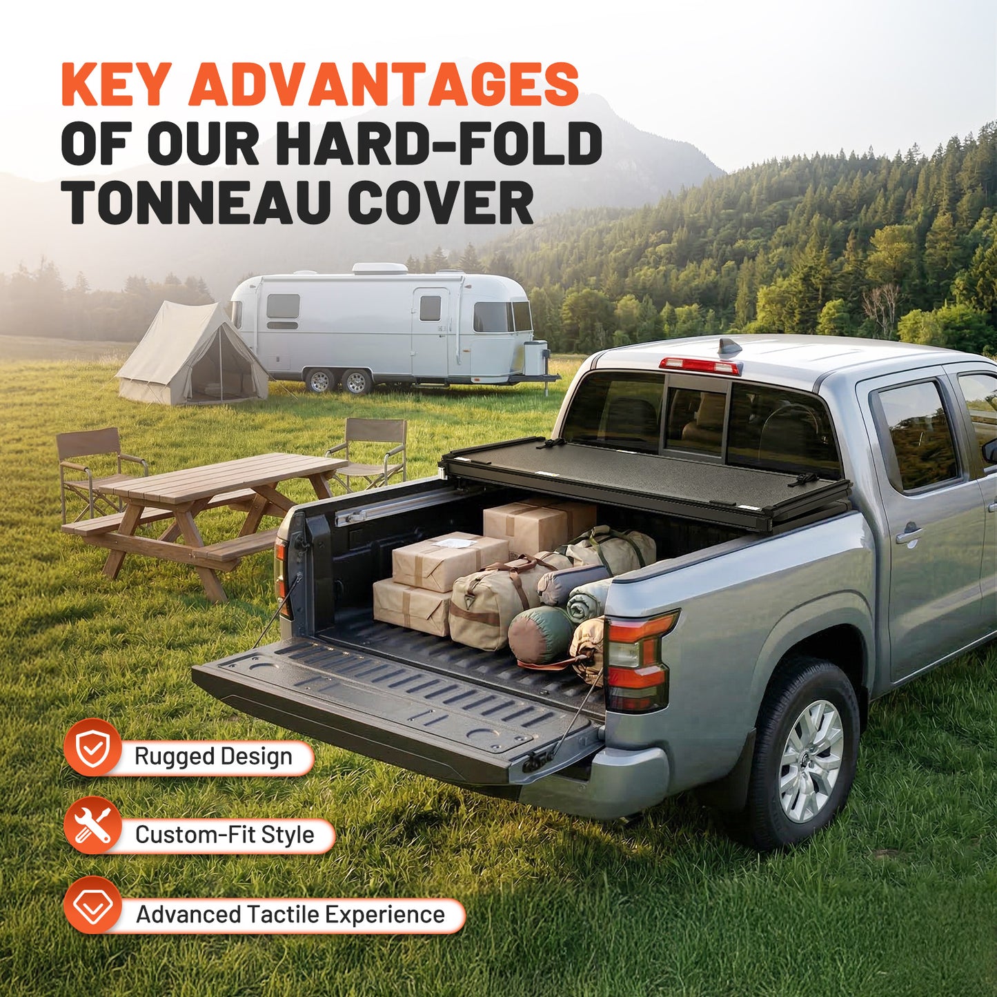 SPEEDWOW 5FT Tri-Fold Hard Truck Bed Tonneau Cover, Truck Bed Tonneau Cover for 2005-2026 Nissan Frontier Waterproof