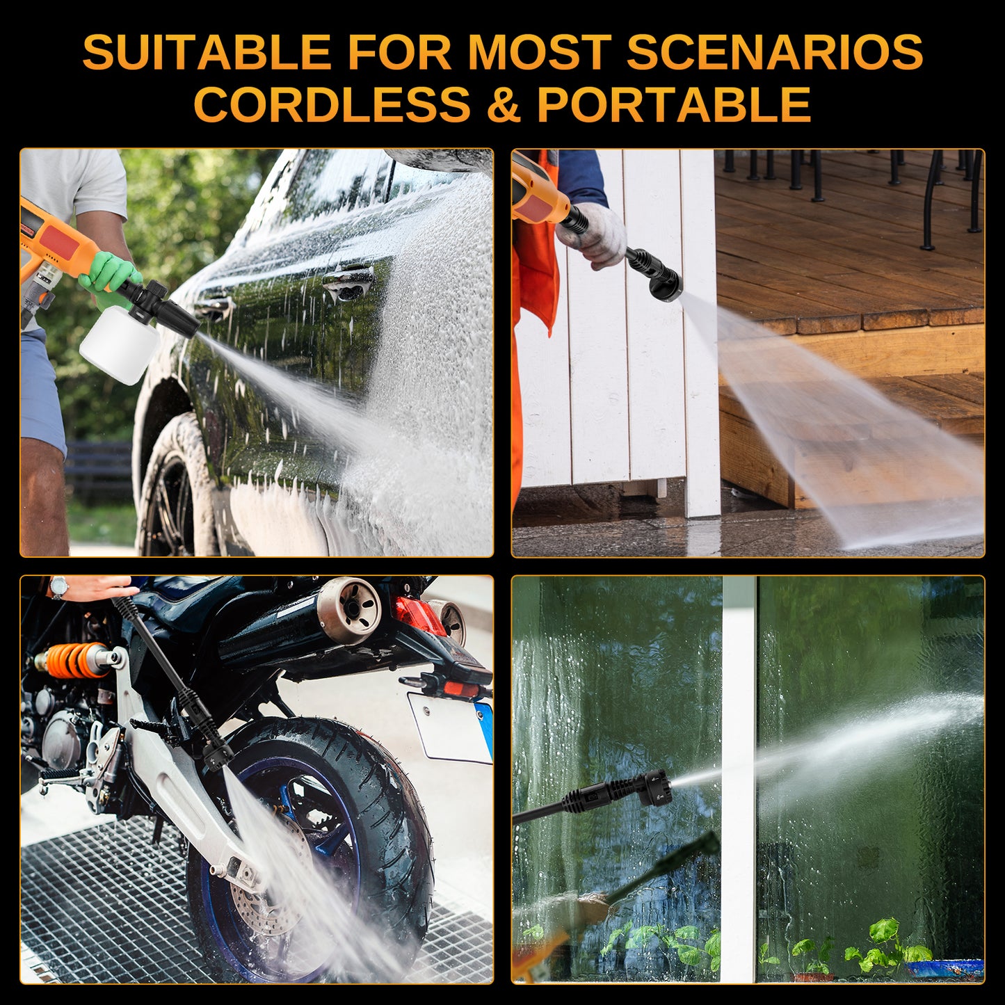 SPEEDWOW Cordless Pressure Washer, 1060 PSI 2.8 GPM High Power Washer with Brushless Motor, 6-in-1 Adjustable Nozzle, 21V 5.0Ah Battery & Charger Portable Electric Pressure Washer for Car, Boat & Yard Clean
