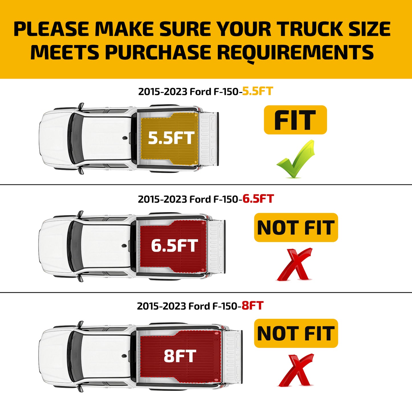 SPEEDWOW Cargo Mat for 2017-2026 Ford Super Duty F250/F350/F450, 6.75FT Trunk Bed Mat Heavy Duty Fit All Weather TPE Pickup Liner