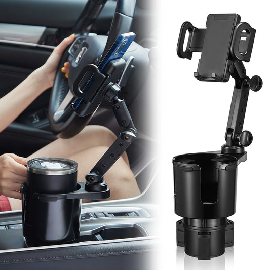 SPEEDWOW 2 in 1 Car Phone Holder Car Cup Holder Multifunction Mobile Phone Holder Car Drinks Holder 360° Swivel Adjustable