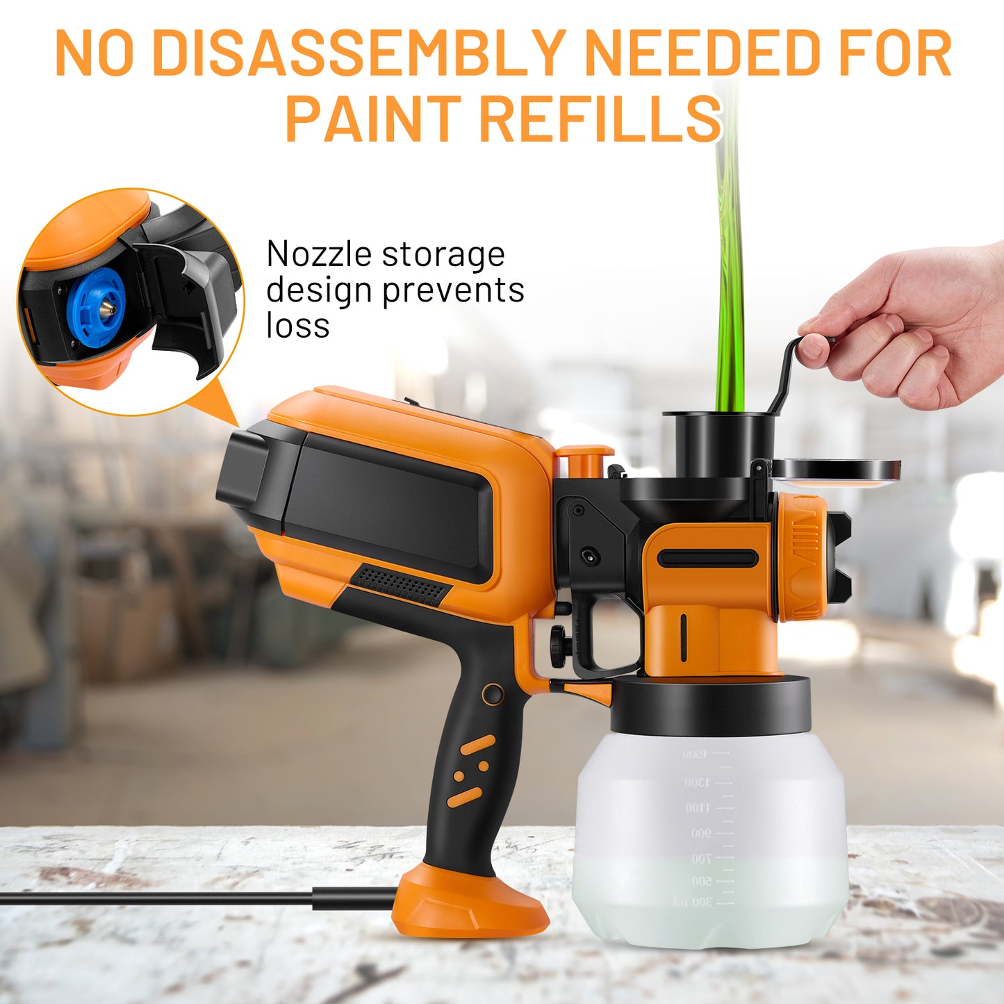 SPEEDWOW Paint Sprayer, 1000W HVLP High Power Electric Spray Paint Gun with Cleaning & Blowing Joints, 3 Nozzles & 3 Patterns for House, Fence, Walls, Furniture, Garden Chairs