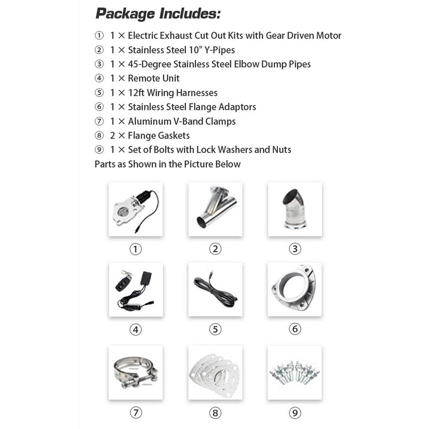 SPEEDWOW 3.0 Inch Remote Electric Exhaust Cutout Kit
