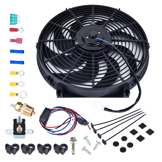 SPEEDWOW 14 Inch Electric Radiator Cooling Fan 12V 160W Mount Kit 2400+CFM Push Pull Universal Slim Fan