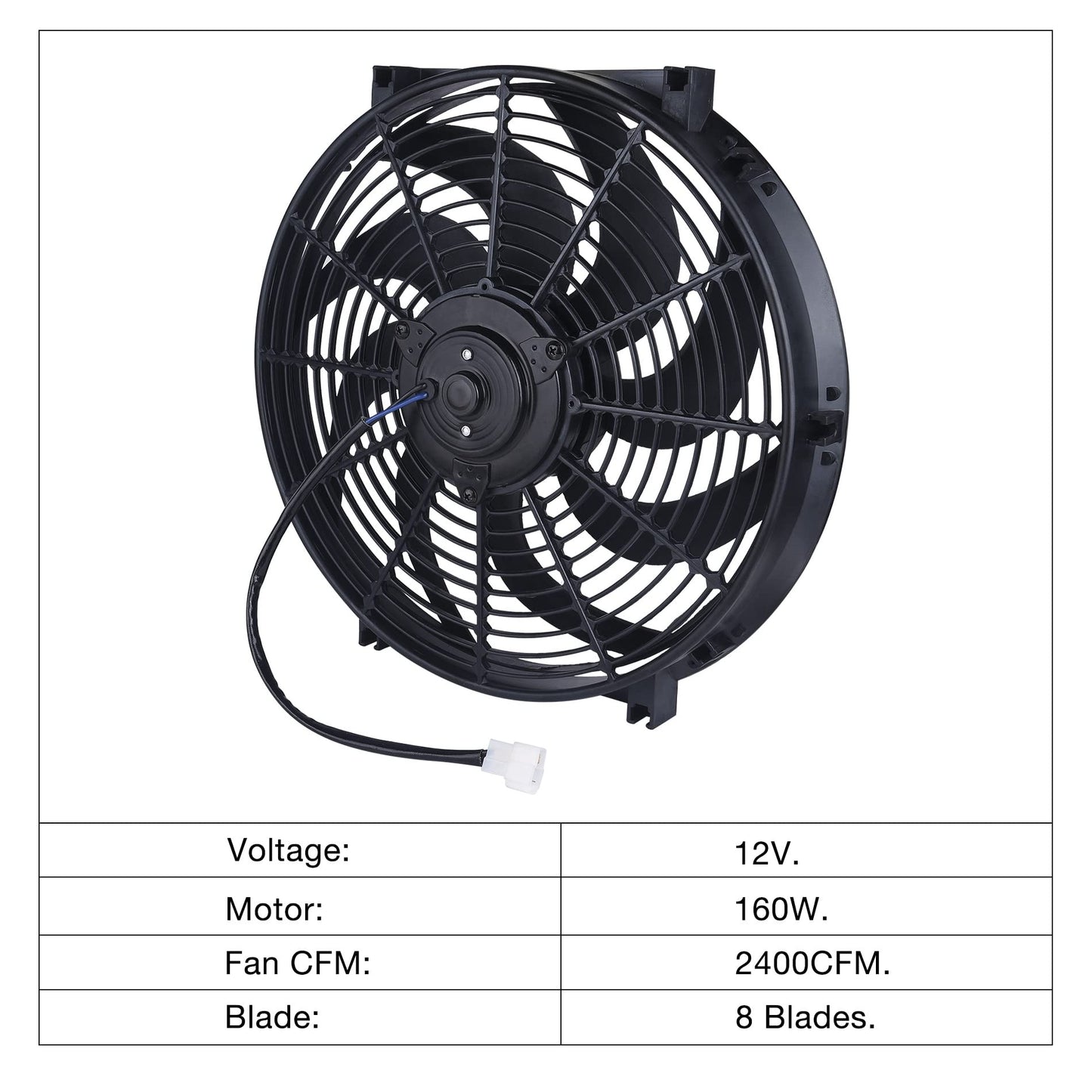 SPEEDWOW 14 Inch Electric Radiator Cooling Fan 12V 160W Mount Kit 2400+CFM Push Pull Universal Slim Fan