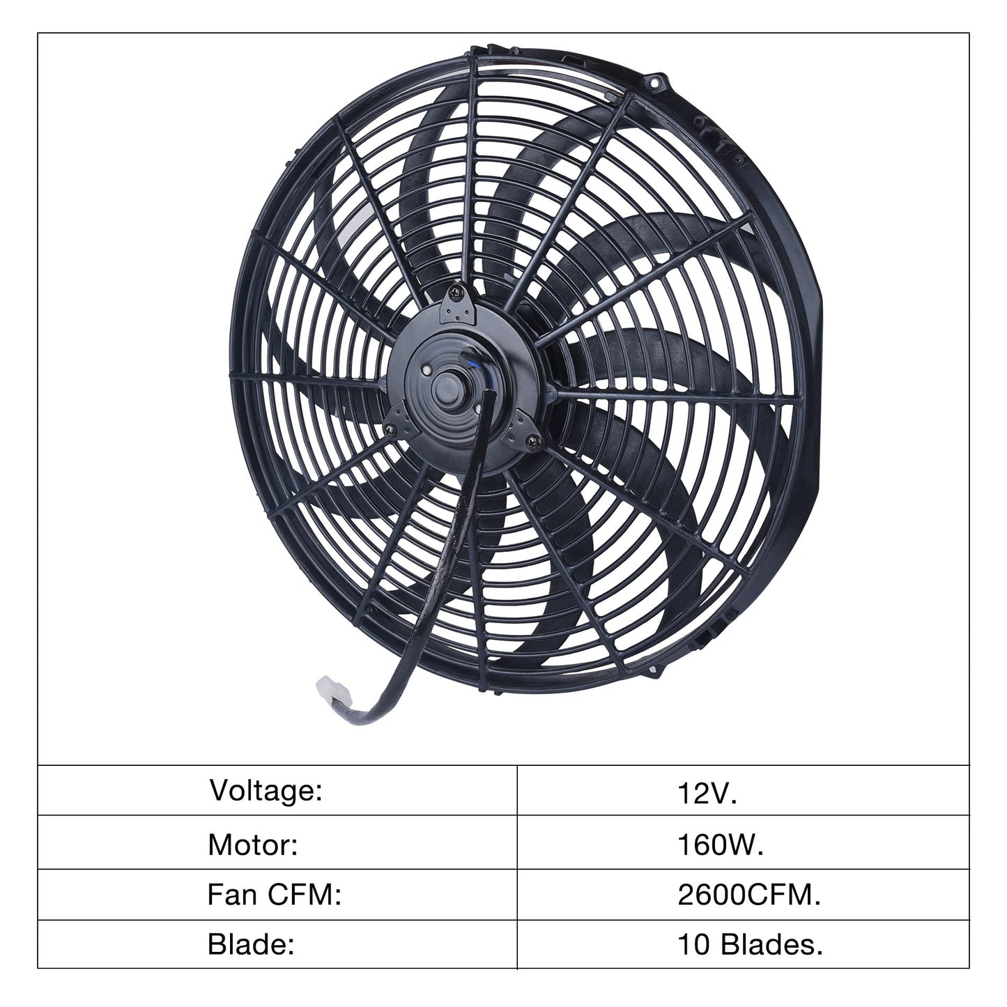 16" inch Universal Slim Fan Push Pull Electric Radiator Cooling 12V 160W Mount Kit