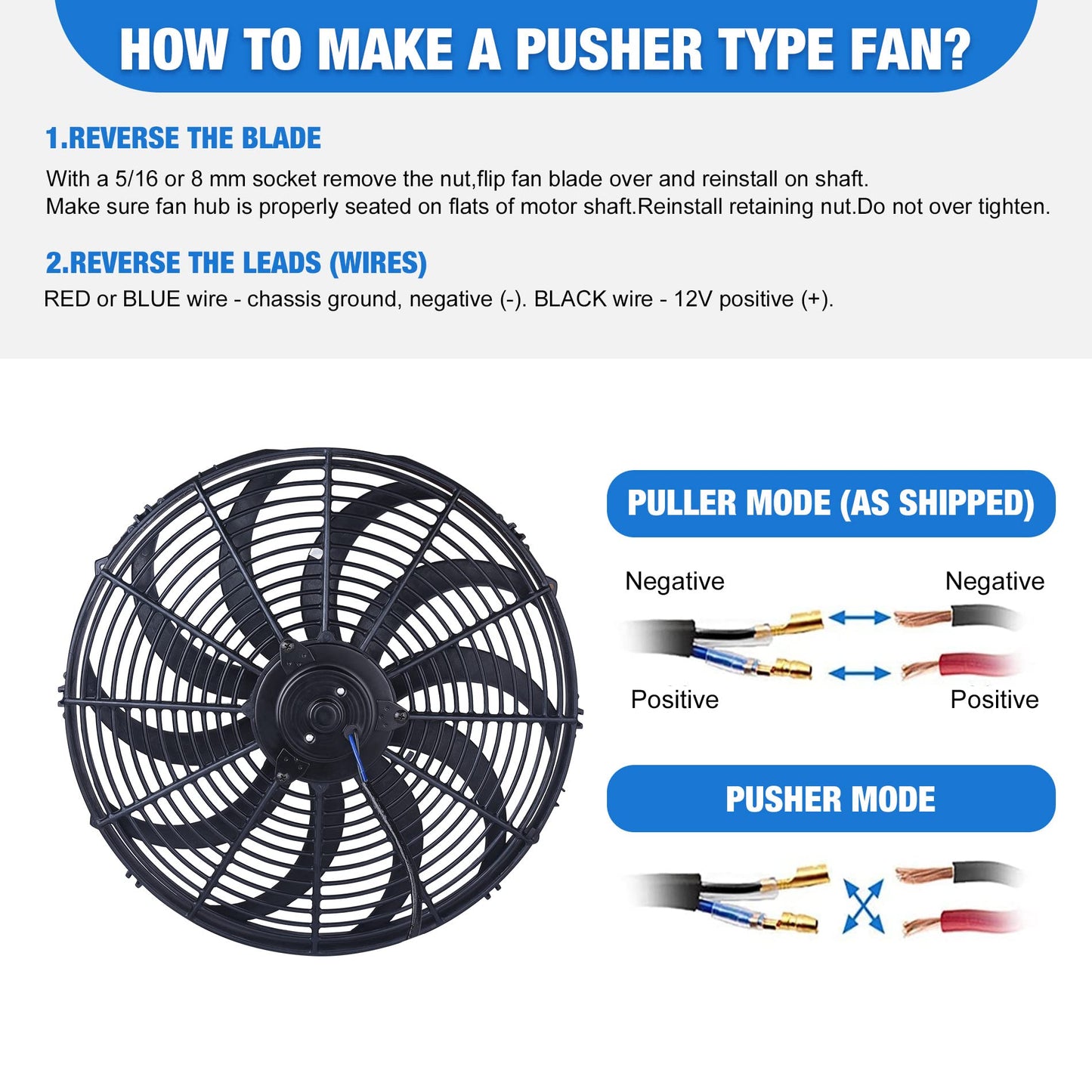 16" inch Universal Slim Fan Push Pull Electric Radiator Cooling 12V 160W Mount Kit