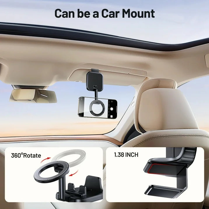 SPEEDWOW Magnetic Airplane Phone Holder, 360° Rotation Adjustable Foldable Phone Stand for Desk, Universal Travel Tablet Stand, Car Mounts Fits IPhone