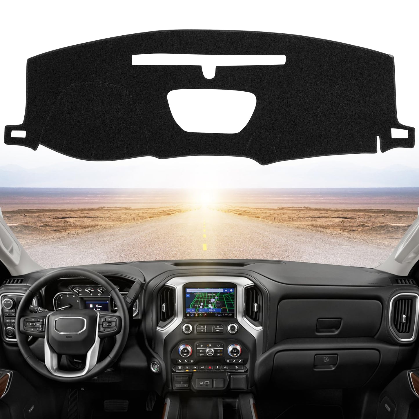 SPEEDWOW Premium Dashboard Cover Mat Carpet Tailored Fit for 2019-2022 Chevrolet Silverado & GMC Sierra 1500/2500HD/3500HD