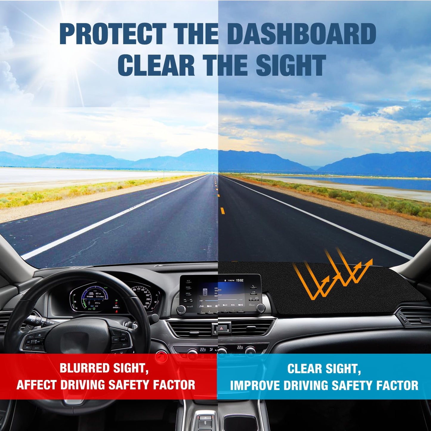 SPEEDWOW Premium Dashboard Cover Mat Carpet Tailored Fit for 2019-2022 Chevrolet Silverado & GMC Sierra 1500/2500HD/3500HD