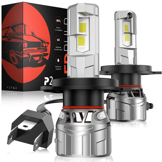 P2 Wide Voltage (9 - 32V) 130W 6500K 40000LM IP65 Rated Dual Light Source LED Headlight Bulbs 2 Pcs Ideal for H4/9003/HB2