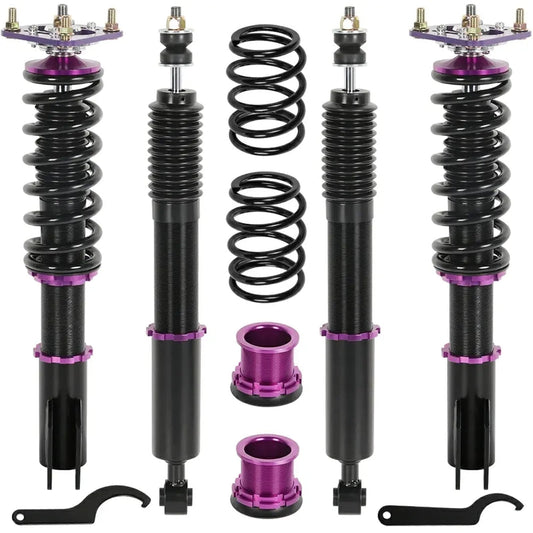 SPEEDWOW Coilovers Kits for 1994-2004 Ford Mustang GT SN95, 24 Levels Damper Adjustable Coilovers Suspension Kit Shock Absorbers Struts Coilover Lowering Kit,Purple