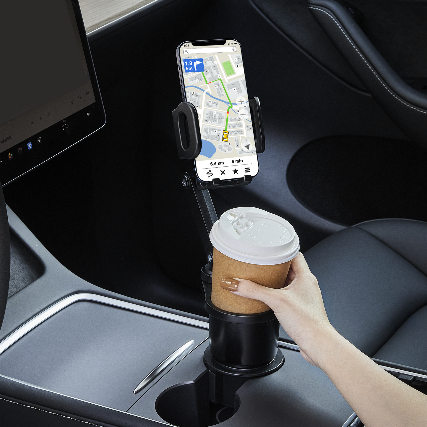 SPEEDWOW Cup Holder Phone Mount for Car, 2 in 1 Car Cup Holder, 360°Rotation, Cell Phone Cup Holder for Car Compatible with iPhone, Samsung, All Smartphones