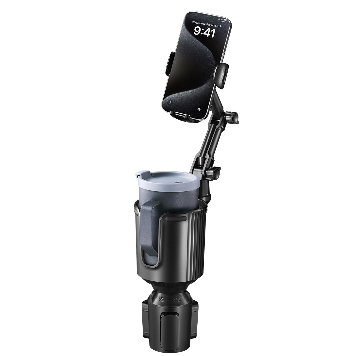 SPEEDWOW 2-in-1 Car Cup Holder Phone Mount with Adjustable Base & 360° Rotation - Universal Compatibility for iPhone, Samsung & All Smartphones (Upgraded Design)