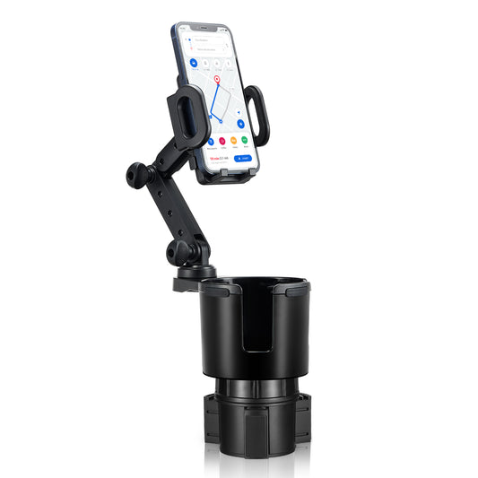 SPEEDWOW Upgraded 2-in-1 Car Cup Holder Expander Adjustable Base with Phone Mount 360° Rotation Cup Holder Cell Phone Holder for Car Compatible with iPhone,Samsung & All Smartphones