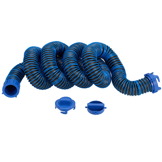 SPEEDWOW 15FT RV Sewer Hose Kit - Heavy Duty TPE, Abrasion & Crush Resistant, w/Swivel Fitting & 90 Degree Clear View Sewer Adapter for Waste Drainage