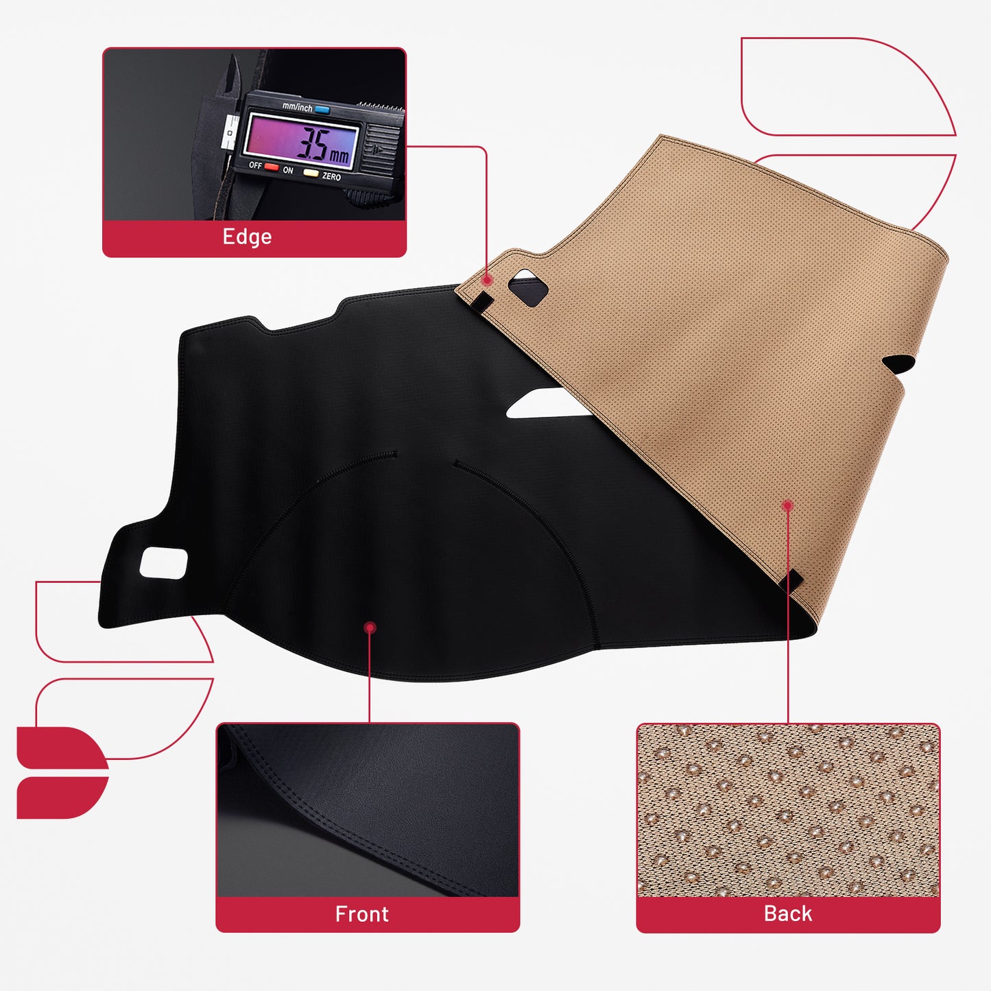 SPEEDWOW PU Leather Dash Pad for 2007 - 2013 Silverado & Sierra, 2007 - 2014 Tahoe, Suburban, Avalanche, Yukon, Sun Protection Anti-Vertigo Mat Blanket, Waterproof Non-Slip Dashboard Cover, Black