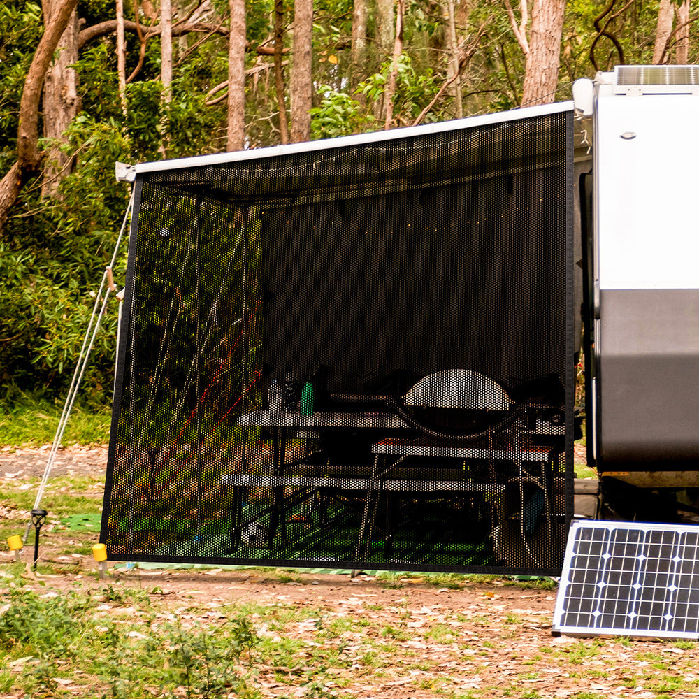 Filluck RV Awning Shade Screen with Zipper Black Mesh UV Blocker 7*9ft