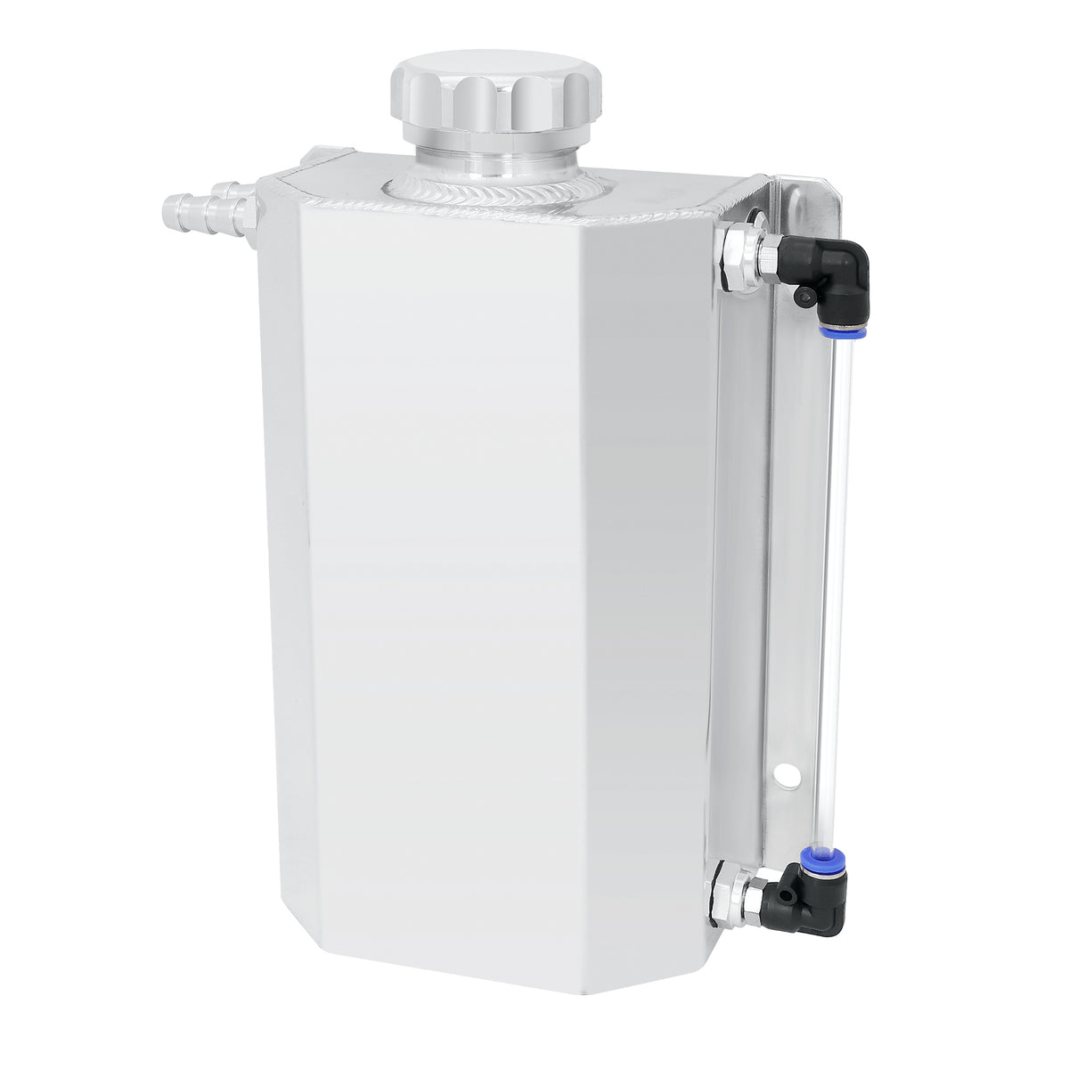 SPEEDWOW Coolant Overflow Reservoir Tank 2L Expansion Catch Can Universal Radiator Reservoir Polished Aluminum Silver