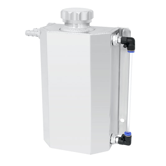 SPEEDWOW Coolant Overflow Reservoir Tank 2L Expansion Catch Can Universal Radiator Reservoir Polished Aluminum Silver