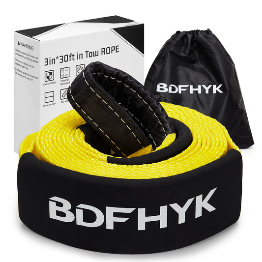 SPEEDWOW Heavy Duty Tow Strap Recovery Tow Strap 3" x 30ft |30,000 lbs(15 US Tons) Strength Winch Snatch Strap Includes Triple Reinforced Loops, Protective Sleeves & Storage Bag
