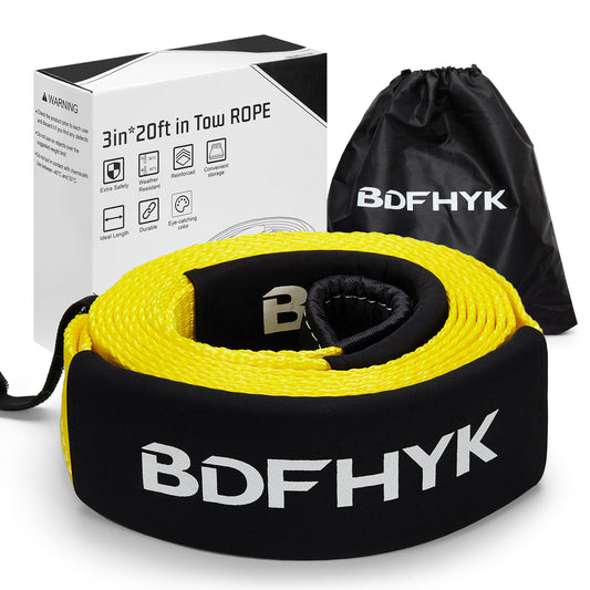 SPEEDWOW Heavy Duty Tow Strap Recovery Tow Strap 30,000 lbs(15 US Tons) Strength Winch Snatch Strap Includes Triple Reinforced Loops, Protective Sleeves & Storage Bag