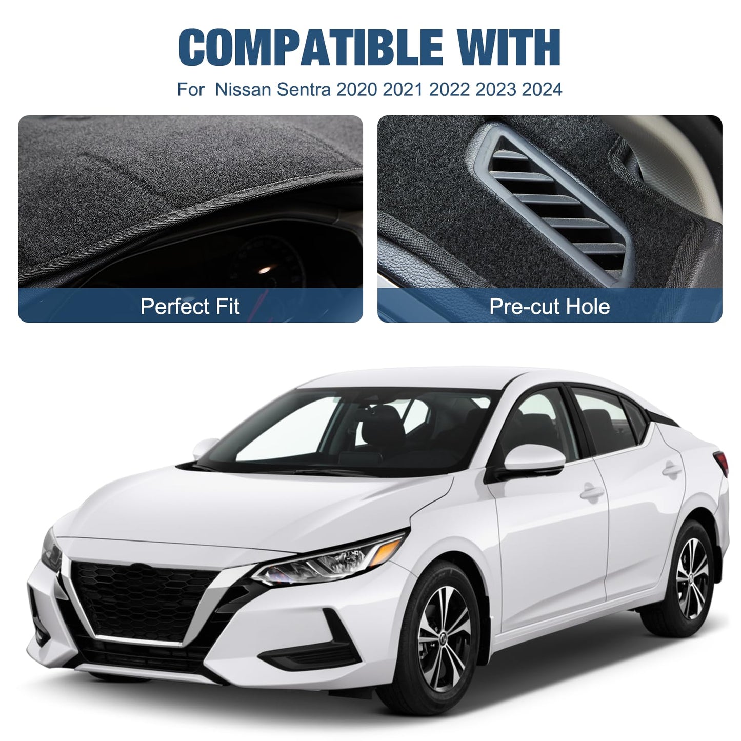SPEEDWOW Dashboard Dash Cover Mat Carpet Compatible with 2020 2021 2022 2023 2024 Nissan Sentra