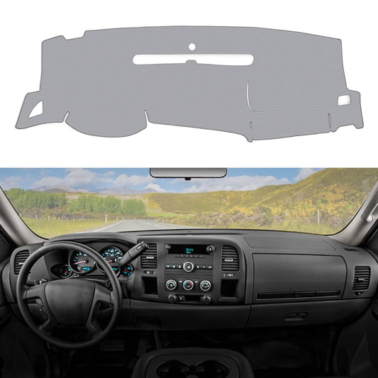 SPEEDWOW Dash Cover, Car Dashboard Cover Mat Carpet Fit for 2007 - 2013 GMC Sierra (SL/SLE/Truck) & Chevy Silverado (LS/LT/Truck) Both with Two Glove Boxes, Gray