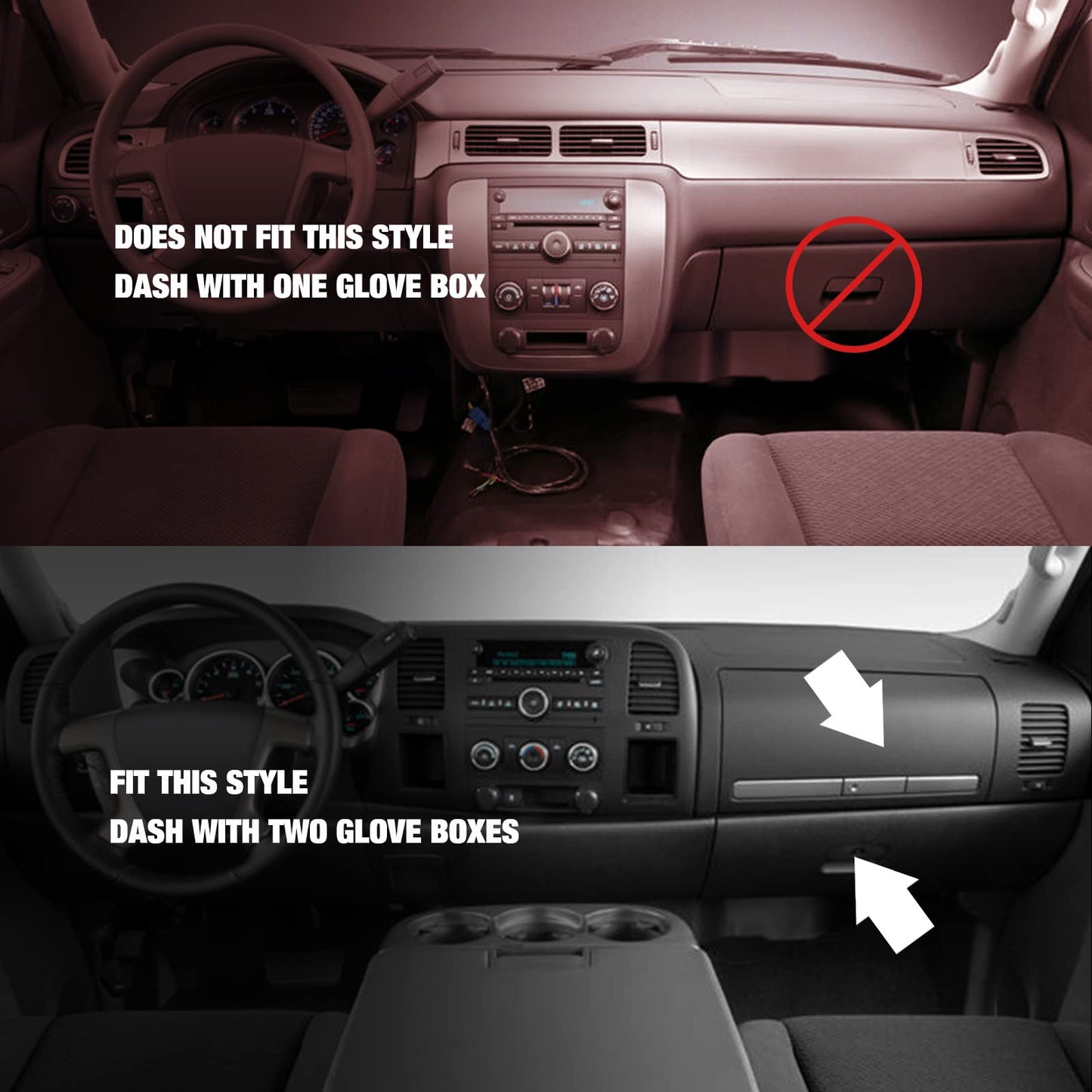 SPEEDWOW Dash Cover, Car Dashboard Cover Mat Carpet Fit for 2007 - 2013 GMC Sierra (SL/SLE/Truck) & Chevy Silverado (LS/LT/Truck) Both with Two Glove Boxes, Gray