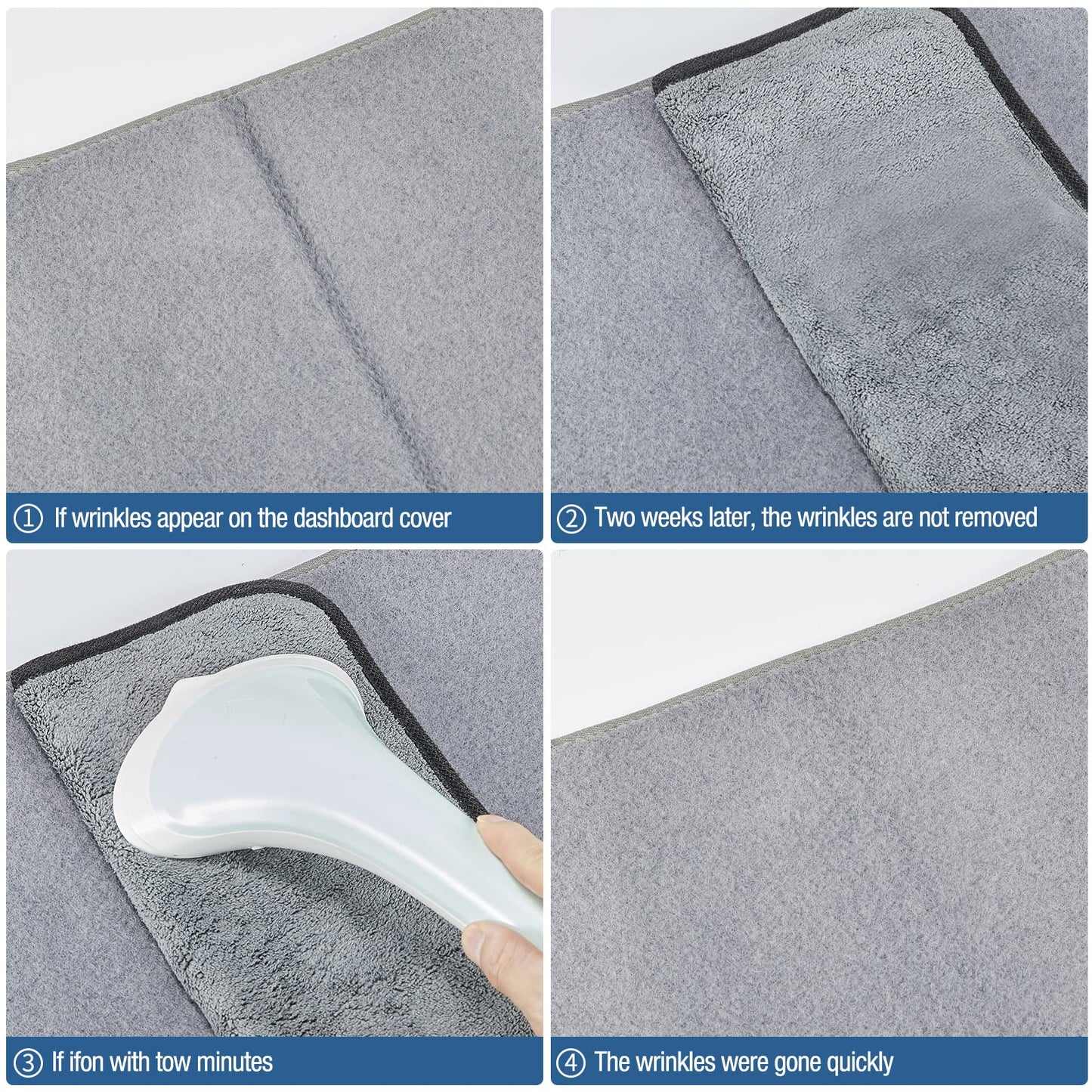 SPEEDWOW Dash Cover, Car Dashboard Cover Mat Carpet Fit for 2007 - 2013 GMC Sierra (SL/SLE/Truck) & Chevy Silverado (LS/LT/Truck) Both with Two Glove Boxes, Gray