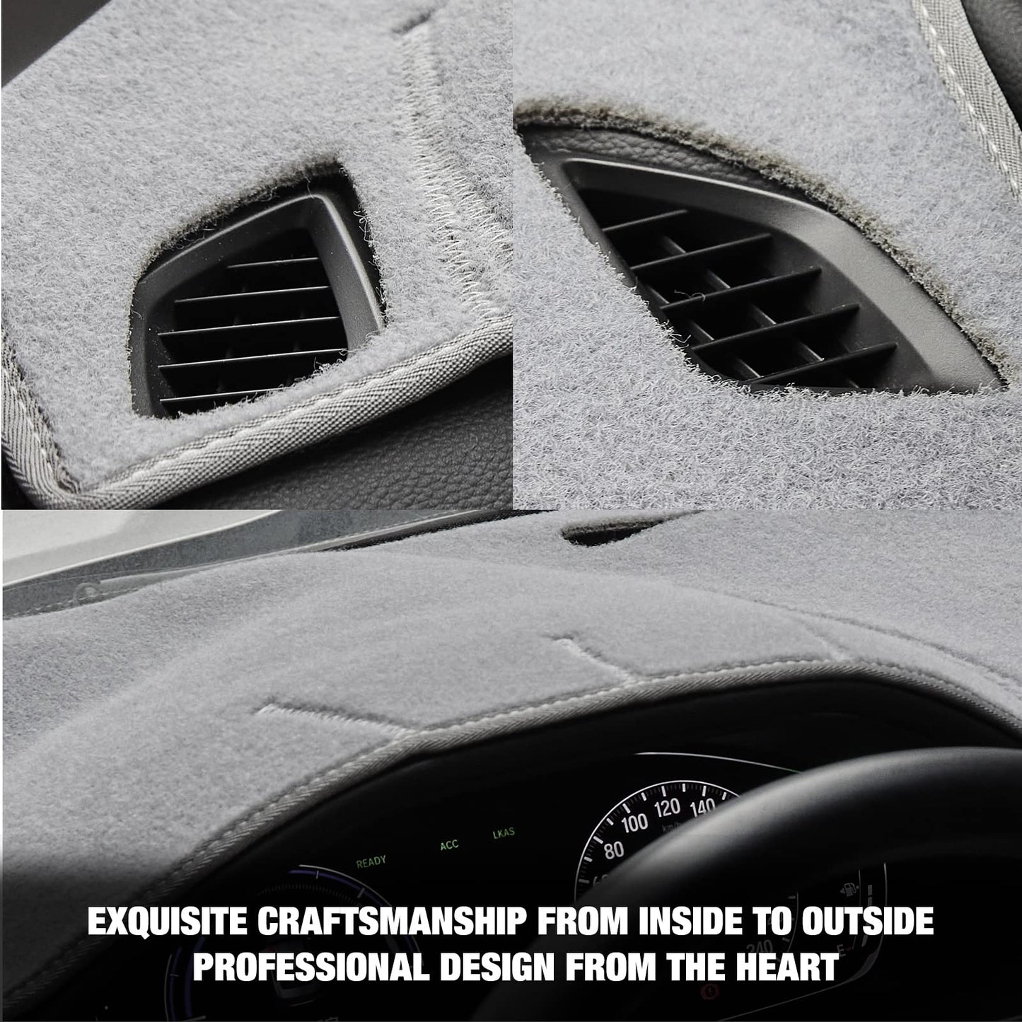 SPEEDWOW Dash Cover, Car Dashboard Cover Mat Carpet Fit for 2007 - 2013 GMC Sierra (SL/SLE/Truck) & Chevy Silverado (LS/LT/Truck) Both with Two Glove Boxes, Gray