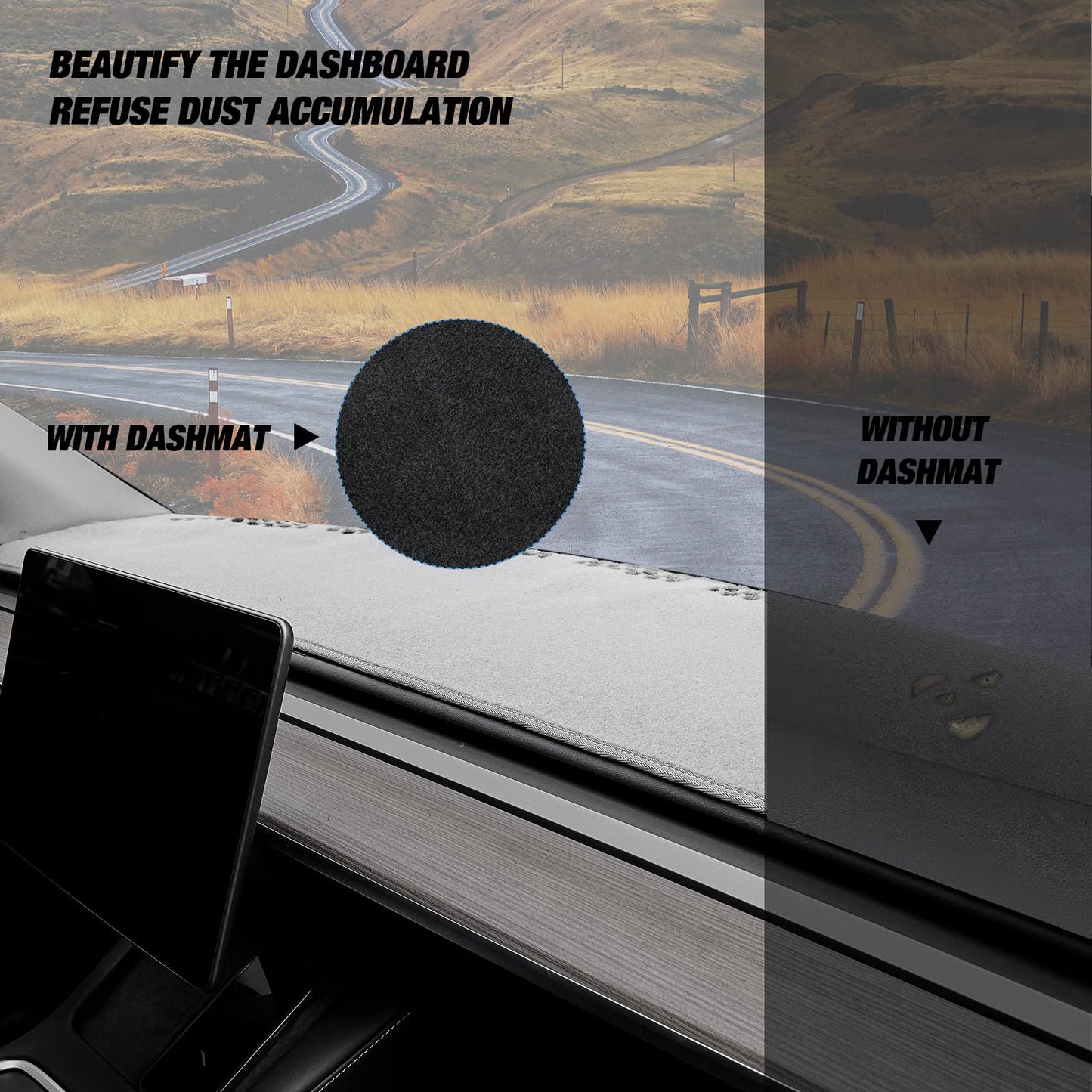 SPEEDWOW Dash Cover, Car Dashboard Cover Mat Carpet Fit for 2007 - 2013 GMC Sierra (SL/SLE/Truck) & Chevy Silverado (LS/LT/Truck) Both with Two Glove Boxes, Gray