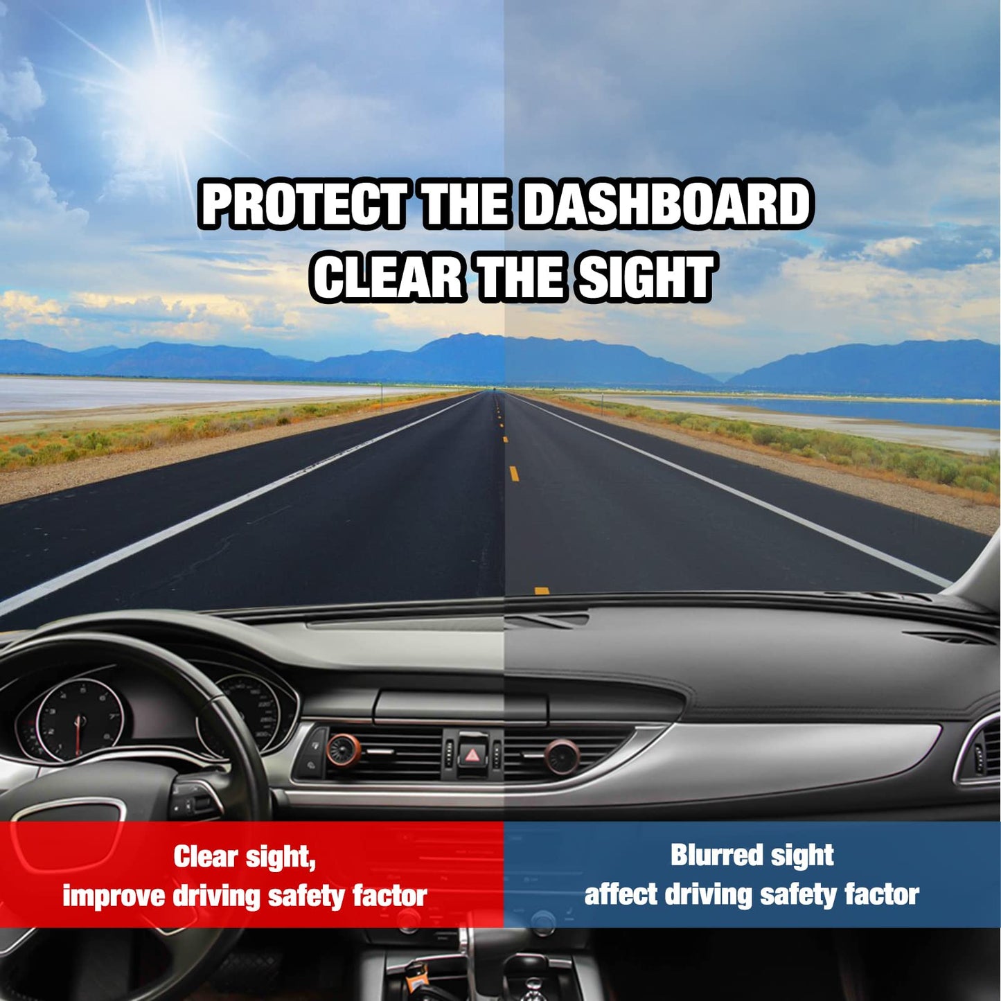 SPEEDWOW Dash Cover, Car Dashboard Cover Mat Carpet Fit for 2007 - 2013 GMC Sierra (SL/SLE/Truck) & Chevy Silverado (LS/LT/Truck) Both with Two Glove Boxes, Gray