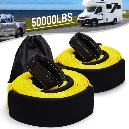 SPEEDWOW 2PCS Tow Strap, 3”x20Ft 40,000 lbs Heavy Duty Tow Rope with Triple Reinforced Loops, Protective Sleeves & Storage Bag, Recovery Strap for Truck, Car, SUV, Jeep, ATV