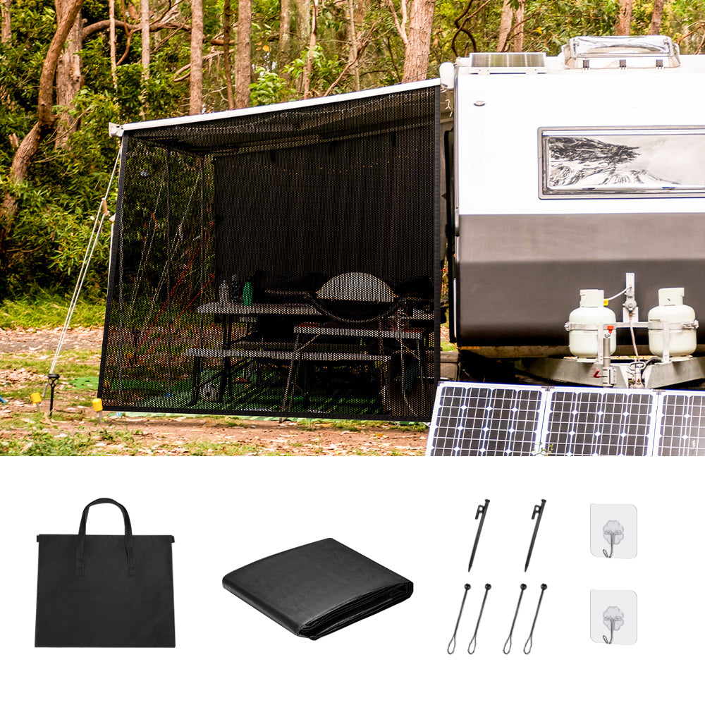 Filluck RV Awning Shade Screen with Zipper Black Mesh UV Blocker 7*9ft