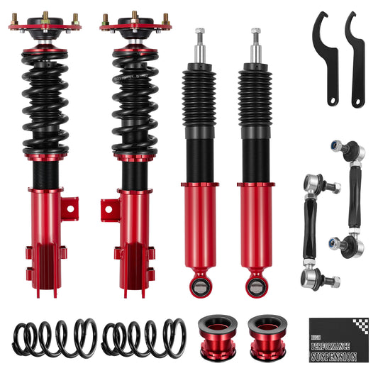 SPEEDWOW Coilover for Ford Mustang 2015-2021, 24 Levels Damper Adjustable Coilovers Suspension Struts Kit, Twin-Tube Lowering Kit Purple