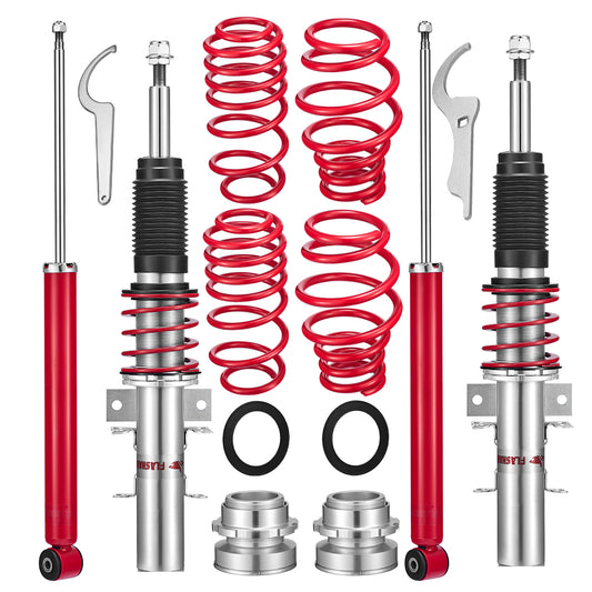 SPEEDWOW Coilovers Kits for 2002-2009 VW Polo 9N/9N2/9N3, 24 Levels Damper Adjustable Coilovers Suspension Kit Shock Absorbers Struts Coilover Lowering Kit