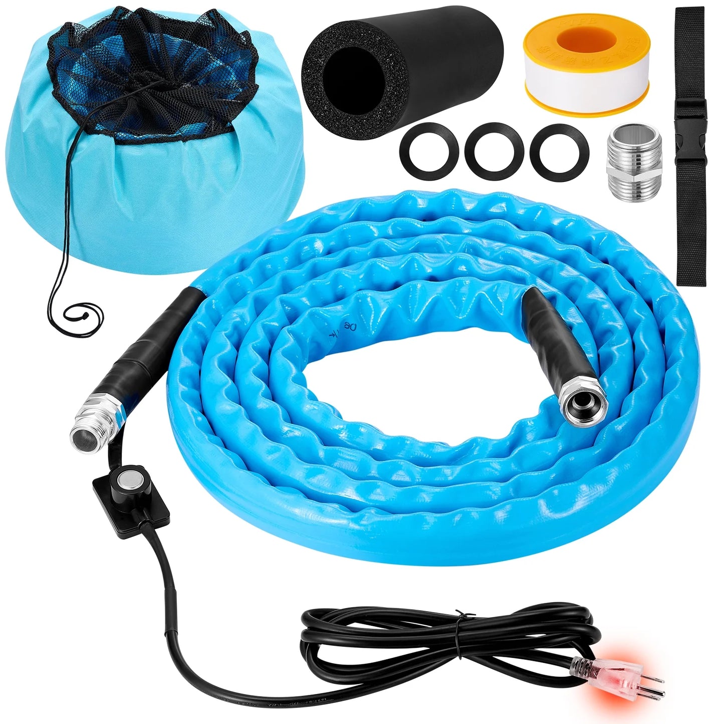 SPEEDWOW 15FT Heavy Duty Heated Drinking Water Hose, 450 PSI Anti-Freeze -45℉/-42°C Expandable Garden Hoses