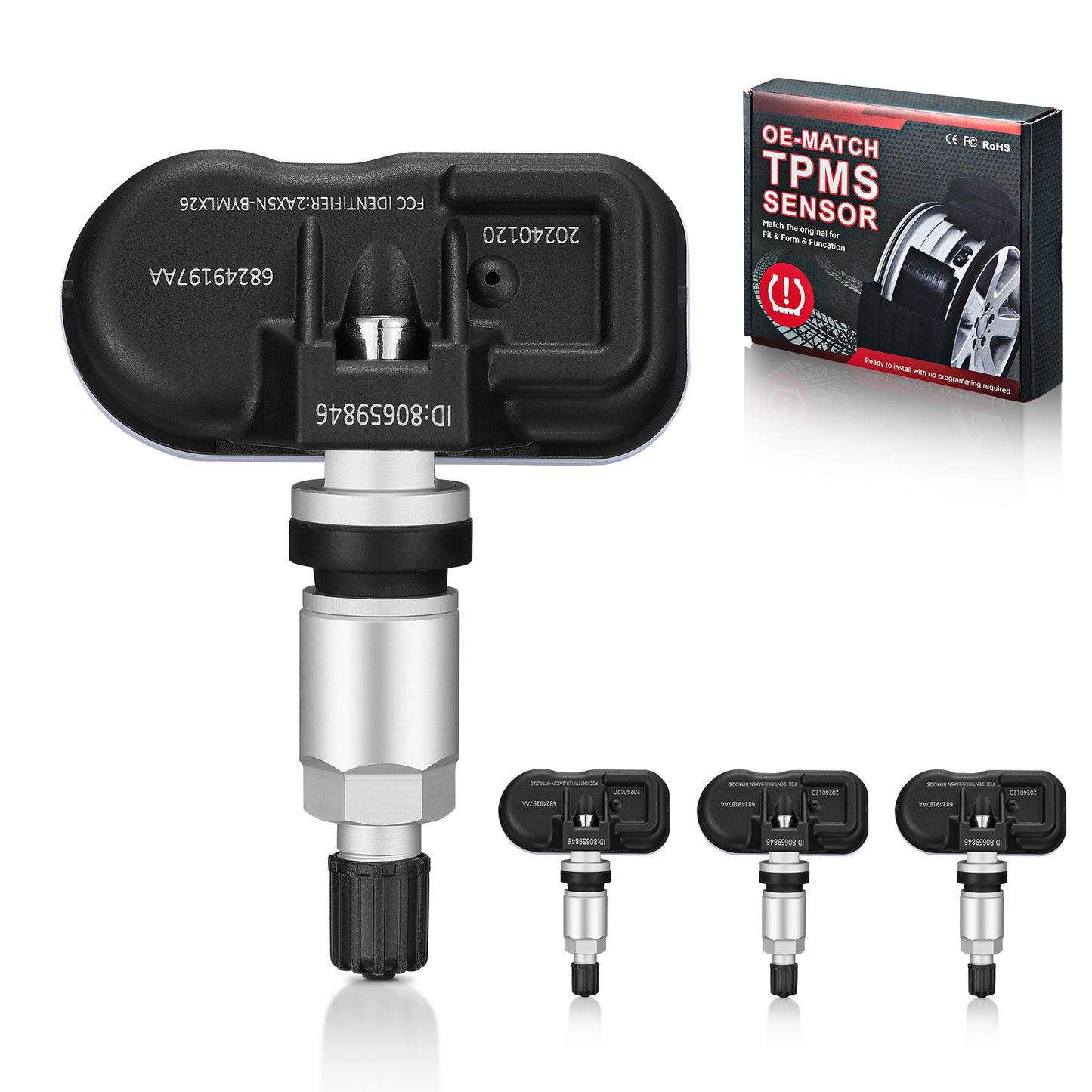 SPEEDWOW 4PCS 434MHz TPMS Sensor, Tire Pressure Monitor for 2016-2019 Jeep Cherokee, 2014-2022 RAM 1500/2500/3500/4500/5500
