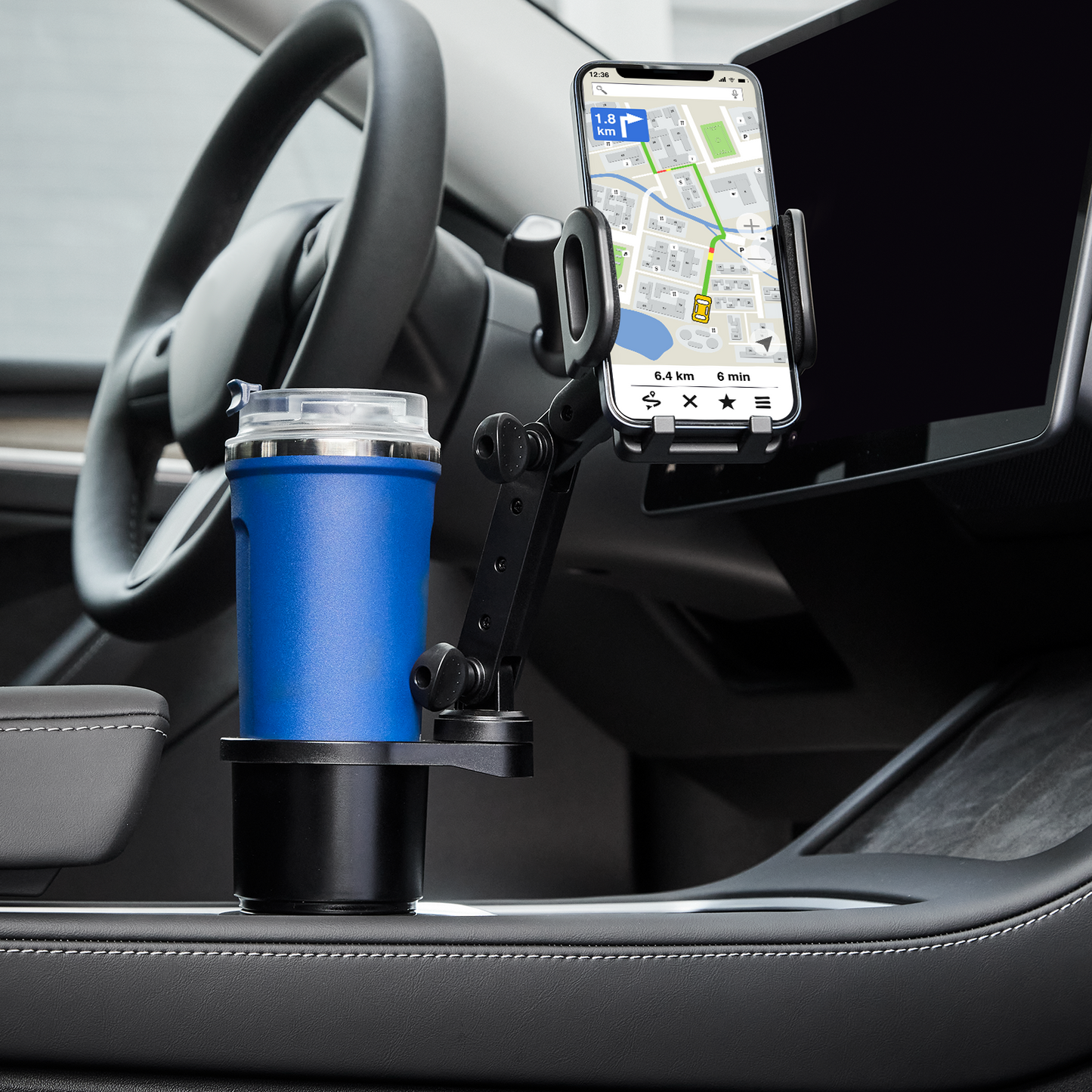 SPEEDWOW Cup Holder Phone Mount for Car, 2 in 1 Car Cup Holder, 360°Rotation, Cell Phone Cup Holder for Car Compatible with iPhone, Samsung, All Smartphones