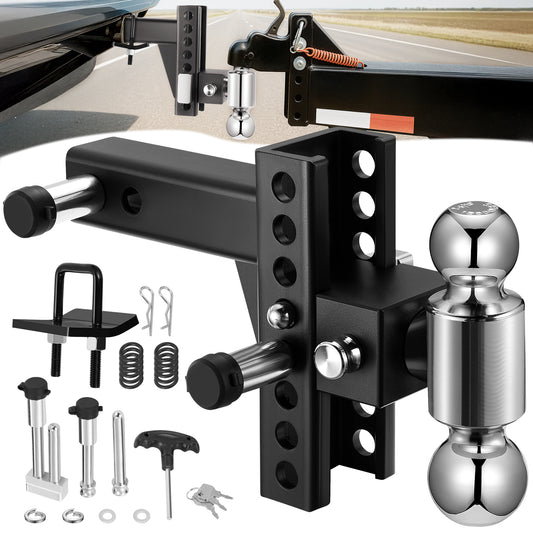 SPEEDWOW Heavy Duty Adjustable Trailer Hitch for 2" Receiver, 20,000 lbs GTW Aluminum Drop Hitch with 6" Drop/Rise, Dual Ball Mount (2" & 2-5/16") and 2 Anti-Theft Locking Pins