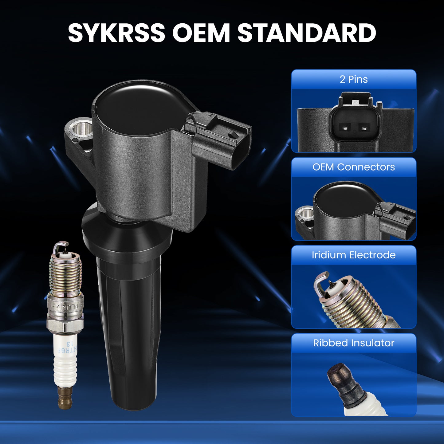 SPEEDWOW Set of 4 FD505 Ignition Coil Pack and AP104 Spark Plugs Compatible with Ford Escape Focus Transit Connect Compatible with Mercury Mariner Tribute 2.0L 2.3L L4 Replaces DG504 DG541 C1453