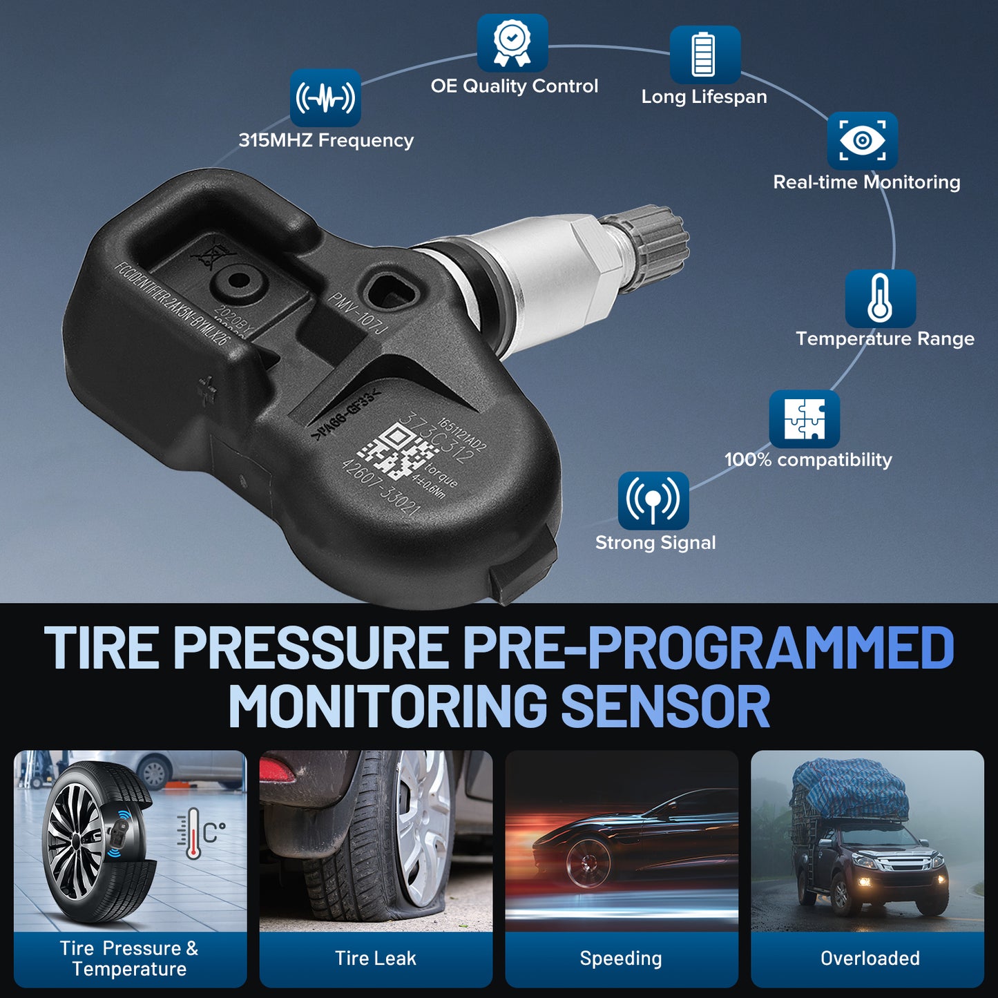 SPEEDWOW TPMS Sensor, 315Mhz Programmed Tire Pressure Monitoring System Fit for Toyota Camry RAV4 Corolla Matrix Tacoma Highlander Tundra Prius Lexus