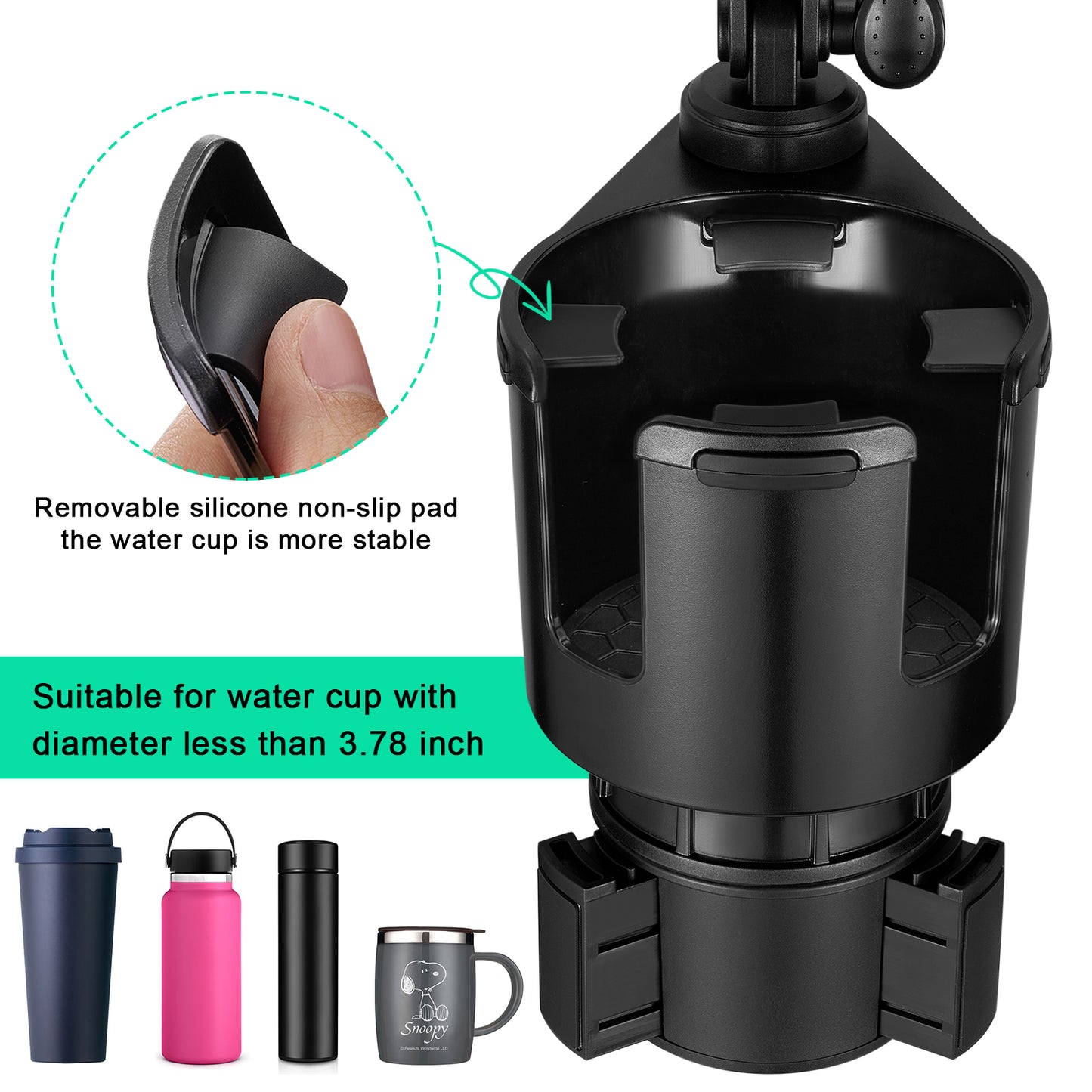 SPEEDWOW Upgraded 2-in-1 Car Cup Holder Expander Adjustable Base with Phone Mount 360° Rotation Cup Holder Cell Phone Holder for Car Compatible with iPhone,Samsung & All Smartphones