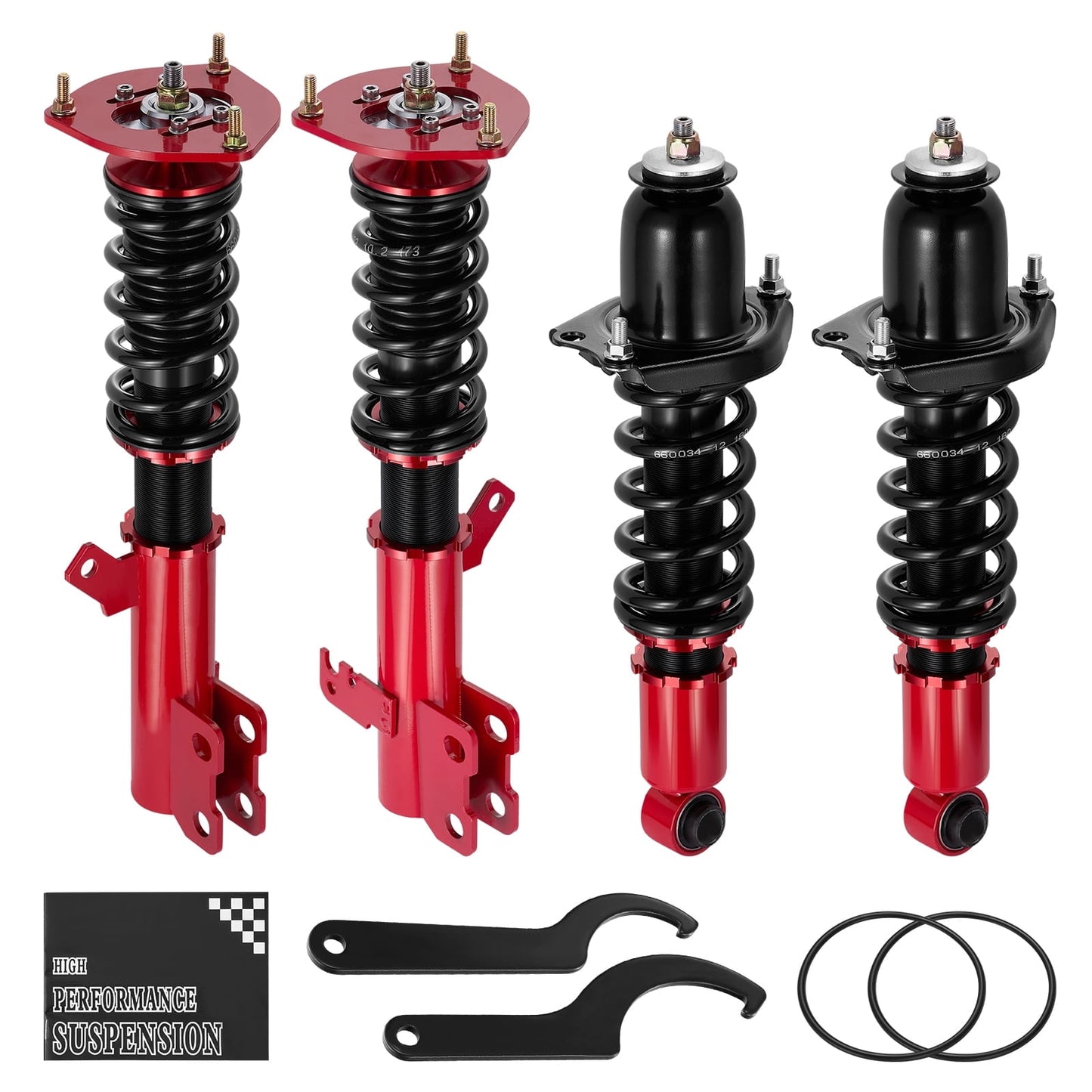 SPEEDWOW Coilovers Kits for 2003-2008 Toyota Corolla Matrix XRS E120 E130, 24 Levels Damper Adjustable Coilovers Suspension Struts Kit, Twin-Tube Lowering Kit,Red