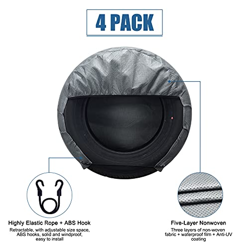 SPEEDWOW Tire Covers Set of 4,Upgraded 5 Layer Nonwoven RV Wheel Covers, Waterproof Anti-UV Snow Sun Rain Tire Protectors Covers for Trailer,Camper,RV,Truck,SUV