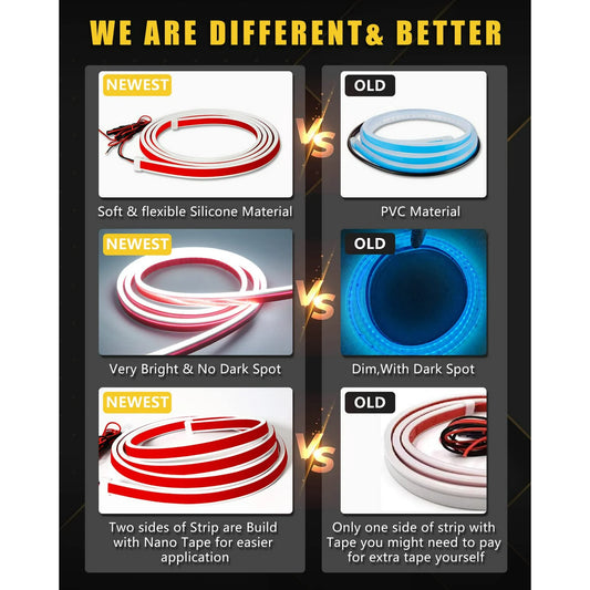 SPEEDWOW Car LED Hood Light Strip, 71 Inches White Exterior Flexible Waterproof Hood Light with Dynamic Daytime Running Lights Strip for Car/SUV/Truck
