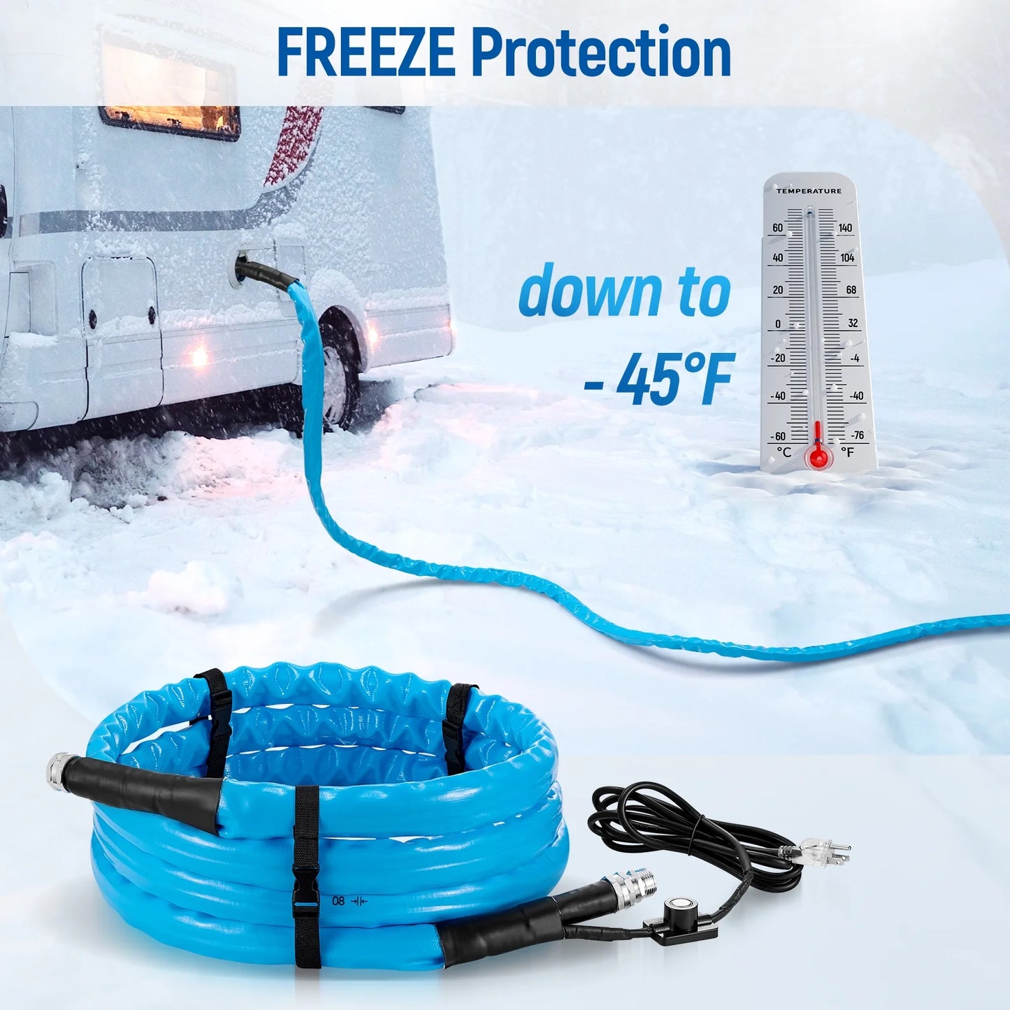 SPEEDWOW 15FT Heavy Duty Heated Drinking Water Hose, 450 PSI Anti-Freeze -45℉/-42°C Expandable Garden Hoses