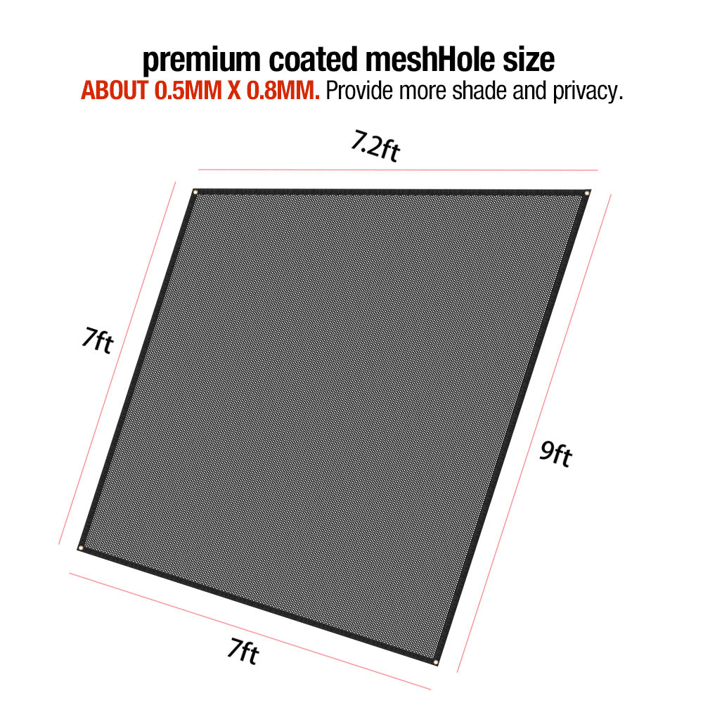 Filluck RV Awning Shade Screen with Zipper Black Mesh UV Blocker 7*9ft