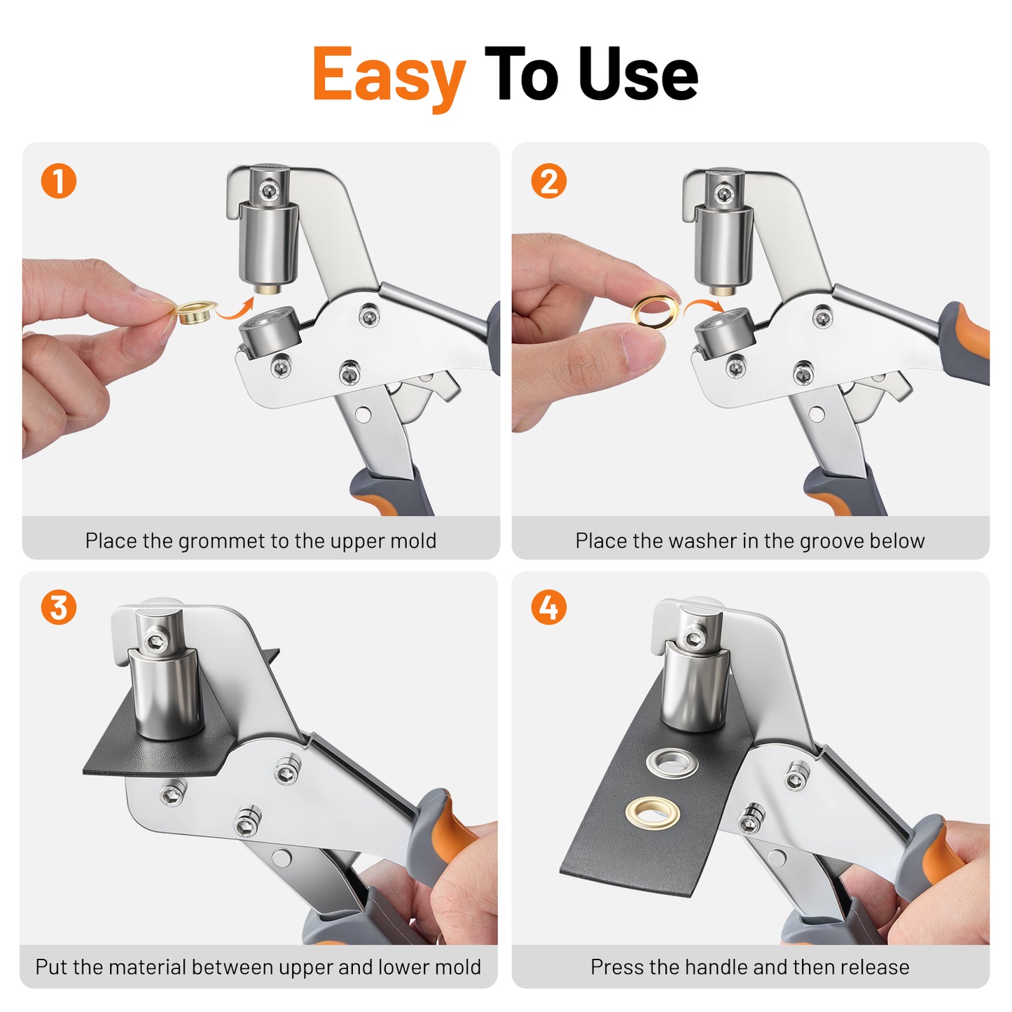 SPEEDWOW Grommet Tool Kit, 3/8 Inch Grommet Kit with 500pcs Grommets Eyelet Plier Set, Handheld Eyelet Hole Punch Pliers Grommet Press Kits for Fabric Tarps Leather